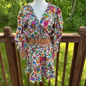 House of Harlow 1960 Women's Floral Smocked Paisley Dress Size Large
